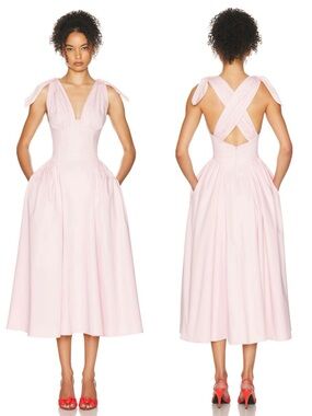 NWOT Helsa Fairweather Midi Dress in Stretch Cotton Sateen